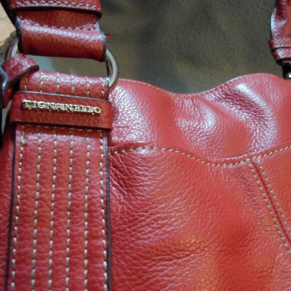 Tignanello Red Leather handbag- dbl strap- 12x8x5 - Picture 4 of 5